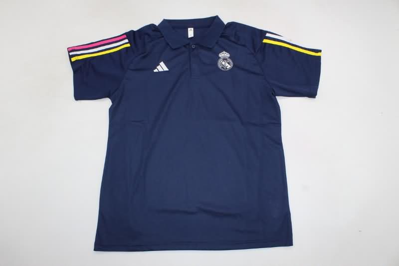 AAA(Thailand) Real Madrid 23/24 Dark Blue Polo Soccer T-Shirt