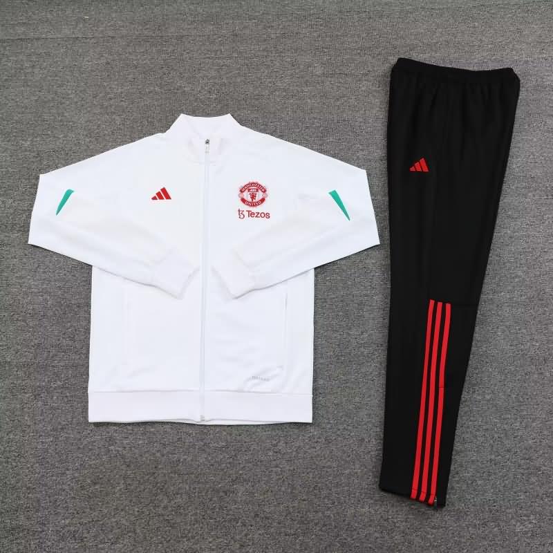 AAA(Thailand) Manchester United 23/24 White Soccer Tracksuit 02