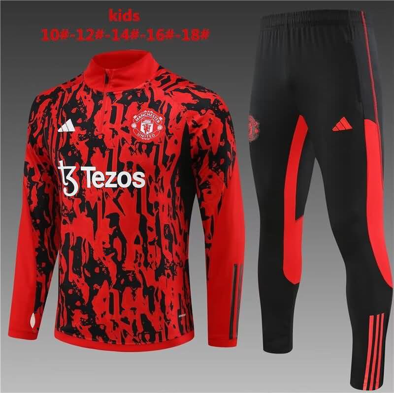 Manchester United 23/24 Kids Red Soccer Tracksuit 02