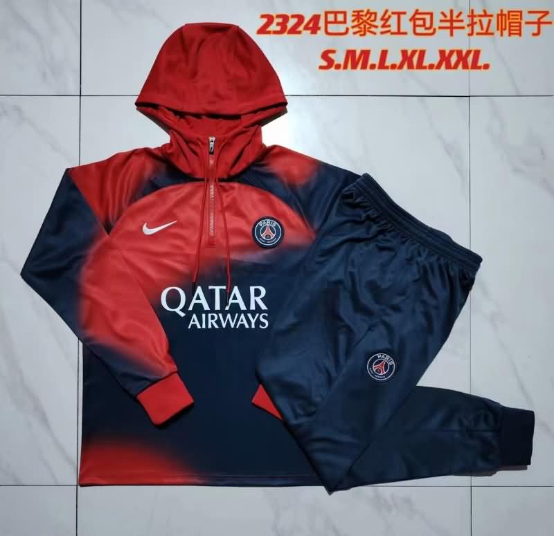 AAA(Thailand) PSG 23/24 Red Dark Blue Soccer Tracksuit
