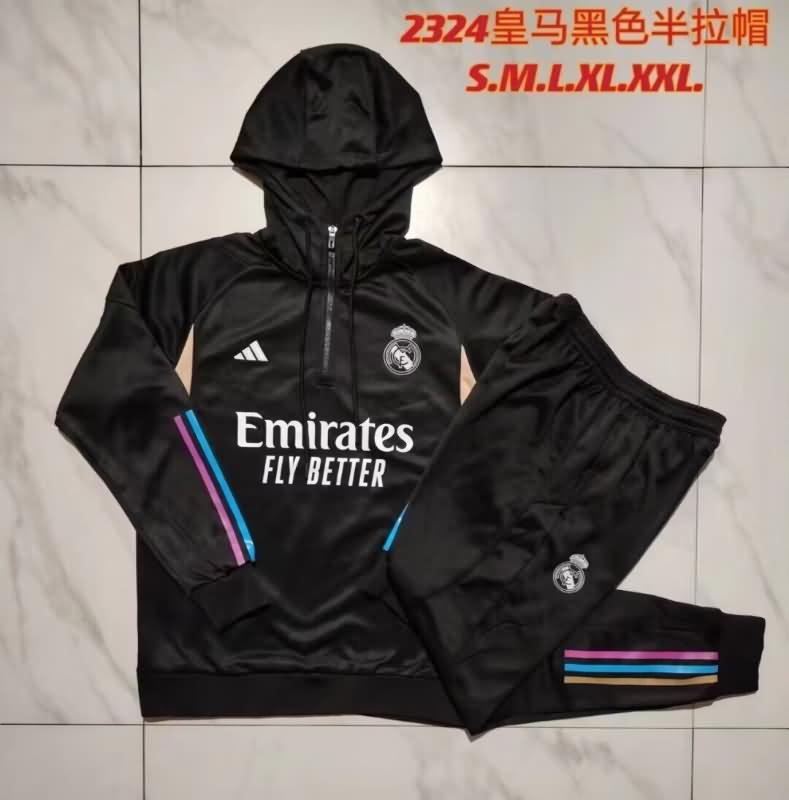 AAA(Thailand) Real Madrid 23/24 Black Soccer Tracksuit 03