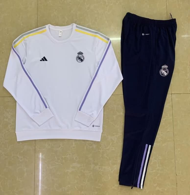 AAA(Thailand) Real Madrid 23/24 White Soccer Tracksuit 02