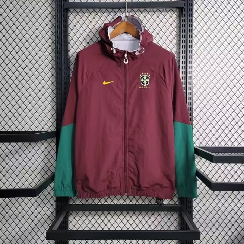 AAA(Thailand) Brazil 2024 Dark Red Soccer Windbreaker