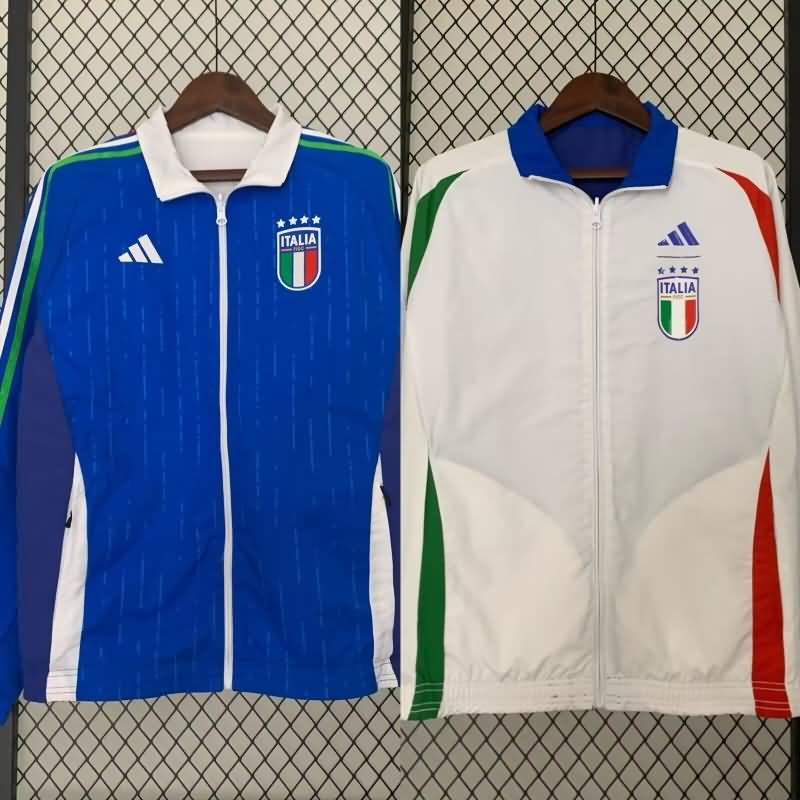 AAA(Thailand) Italy 2024 Blue White Reversible Soccer Windbreaker