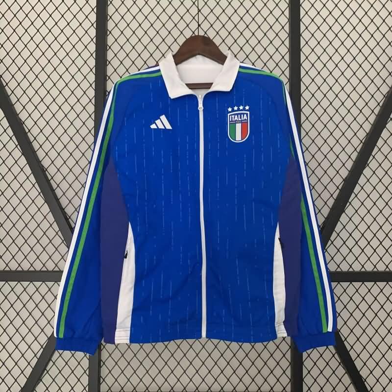 AAA(Thailand) Italy 2024 Blue White Reversible Soccer Windbreaker