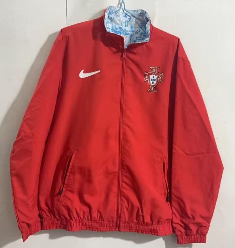 AAA(Thailand) Portugal 2024 Red White Reversible Soccer Windbreaker