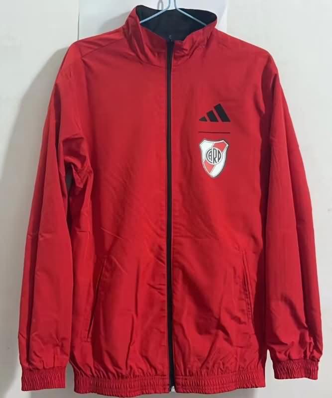 AAA(Thailand) River Plate 2023 Black Red Reversible Soccer Windbreaker