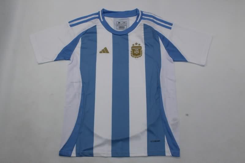 Argentina 2024 Kids Copa America Home Soccer Jersey And Shorts