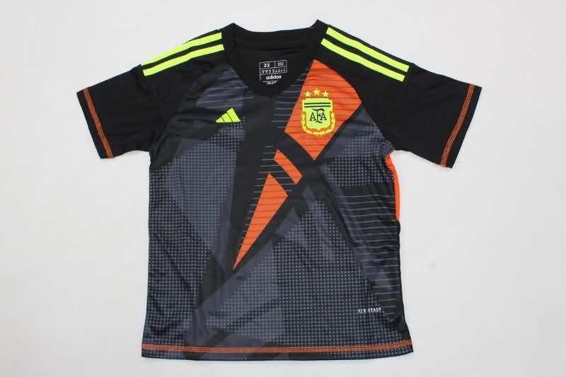 Argentina 2024 Kids Copa America Goalkeeper Black Soccer Jersey And Shorts