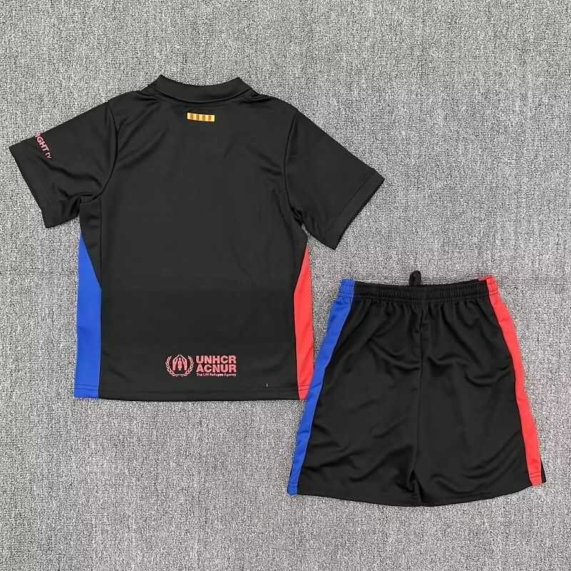 Barcelona 24/25 Kids Away Soccer Jersey And Shorts Sponsor 03