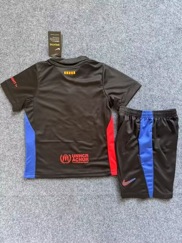 Barcelona 24/25 Kids Away Soccer Jersey And Shorts Sponsor 04