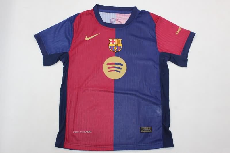 Barcelona 24/25 Kids Home Soccer Jersey And Shorts Sponsor