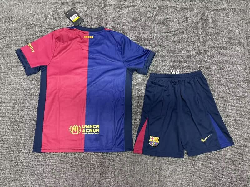 Barcelona 24/25 Kids Home Soccer Jersey And Shorts Sponsor 04