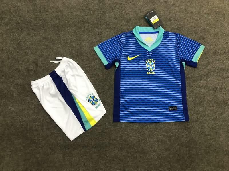 Brazil 2024 Kids Copa America Away Soccer Jersey And Shorts