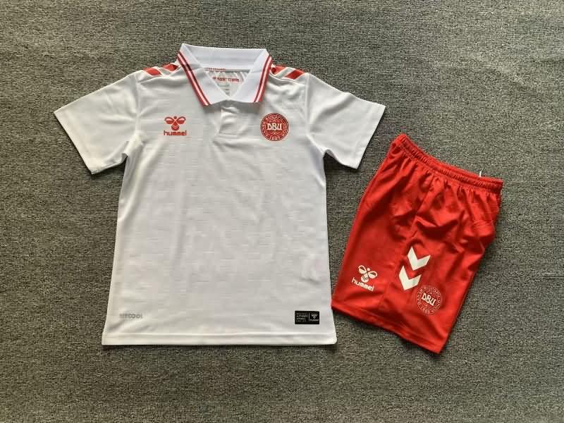Denmark 2024 Kids Away Soccer Jersey And Shorts