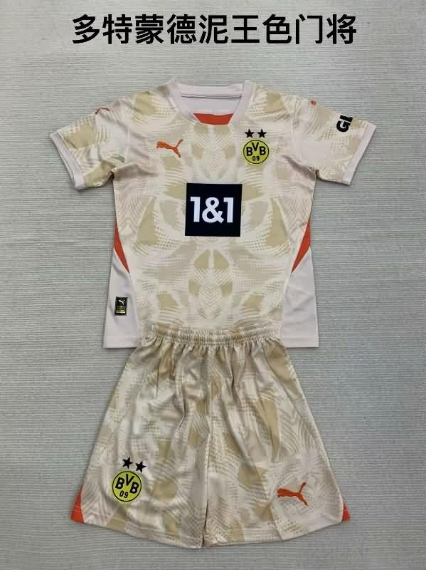 Dortmund 24/25 Kids Goalkeeper Cream Soccer Jersey And Shorts