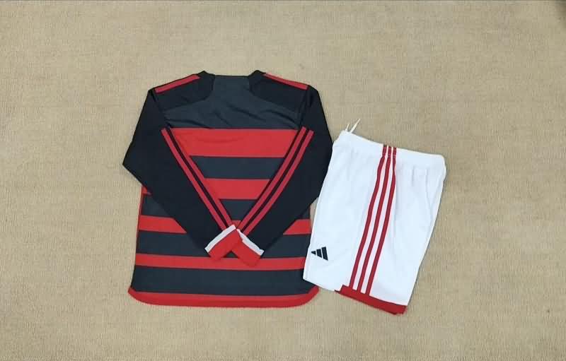 Flamengo 2024 Kids Home Long Sleeve Soccer Jersey And Shorts