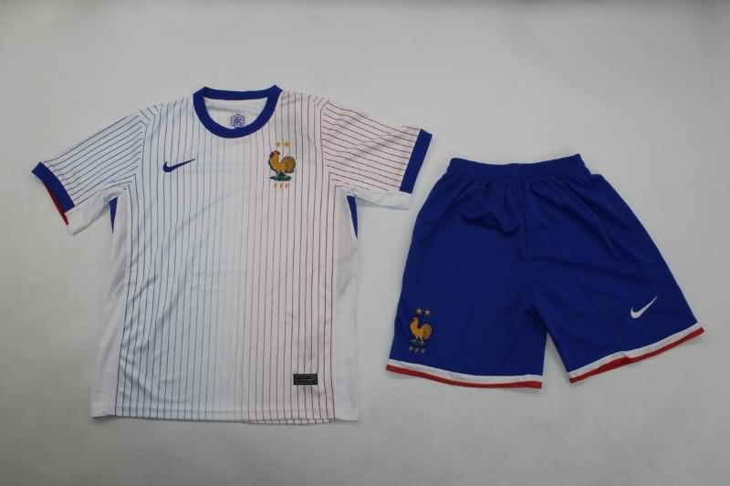 France 2024 Kids Away Soccer Jersey And Shorts