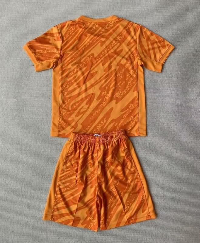 France 2024 Kids Goalkeeper Orange Soccer Jersey And Shorts
