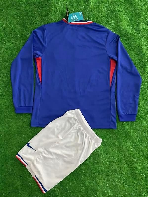 France 2024 Kids Home Long Sleeve Soccer Jersey And Shorts