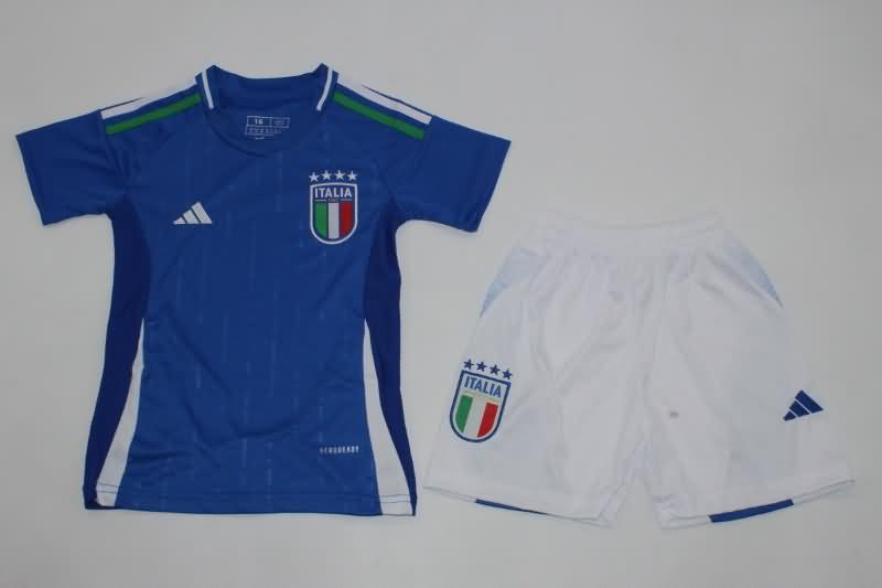 Italy 2024 Kids Home Soccer Jersey And Shorts