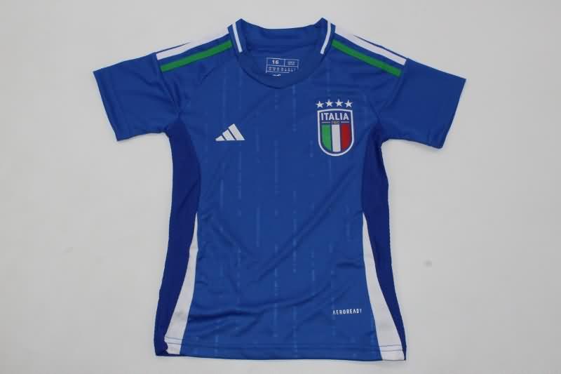 Italy 2024 Kids Home Soccer Jersey And Shorts