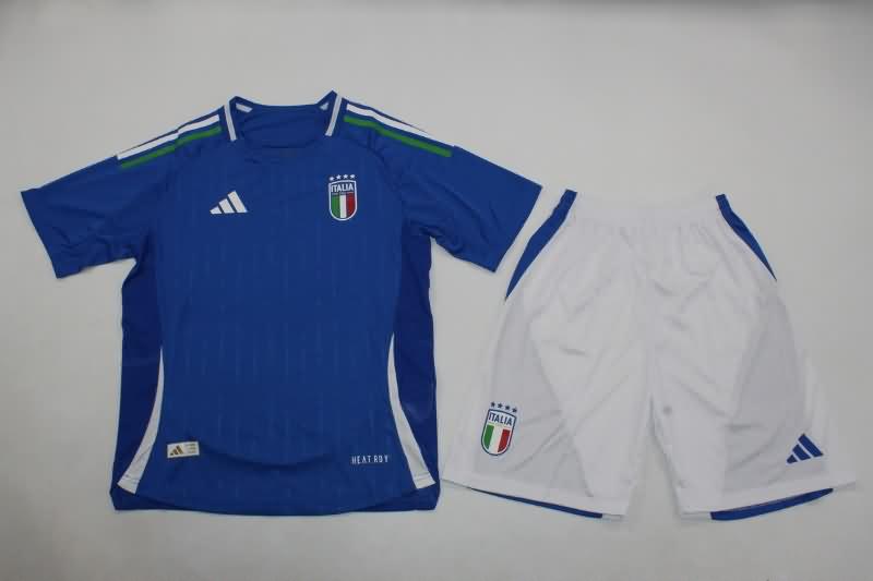 Italy 2024 Kids Home Soccer Jersey And Shorts (Player)