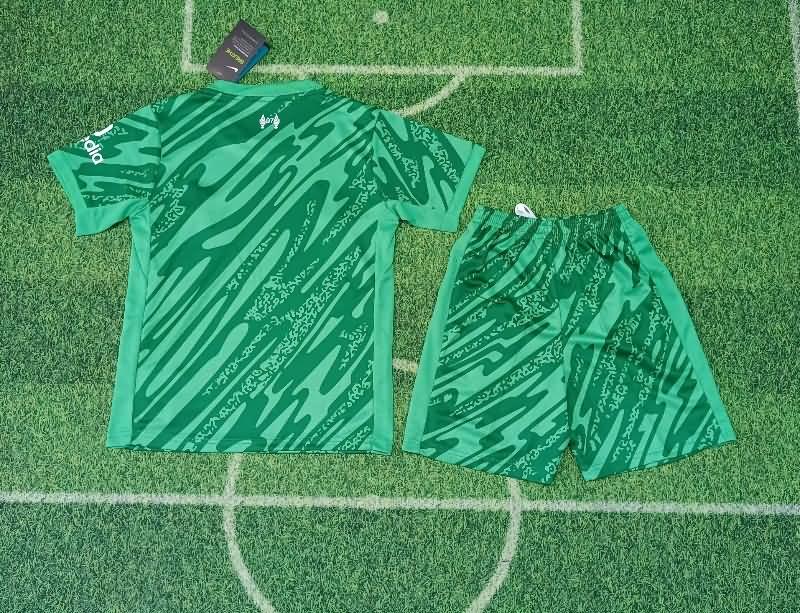 Liverpool 24/25 Kids Goalkeeper Green Soccer Jersey And Shorts