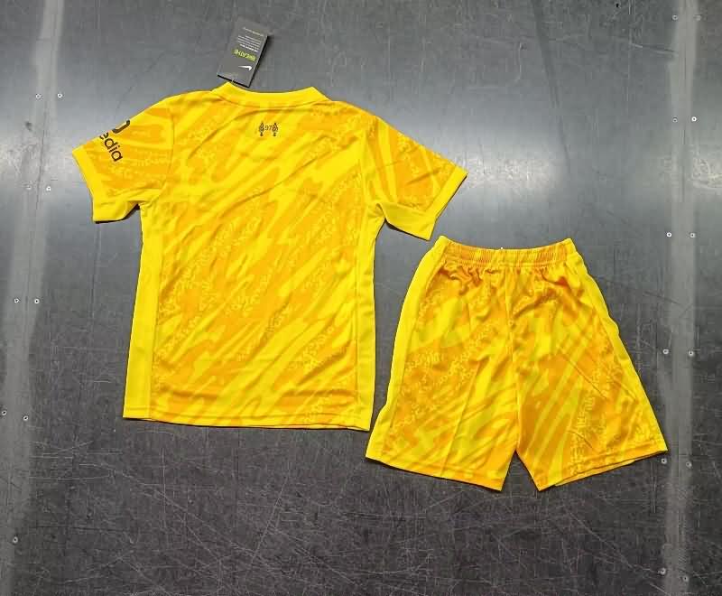 Liverpool 24/25 Kids Goalkeeper Yellow Soccer Jersey And Shorts Leaked