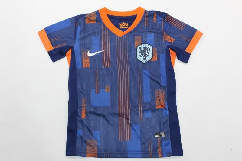 Netherlands 2024 Kids Away Soccer Jersey And Shorts