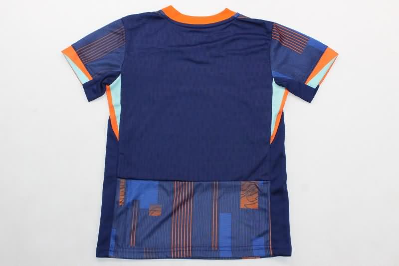 Netherlands 2024 Kids Away Soccer Jersey And Shorts