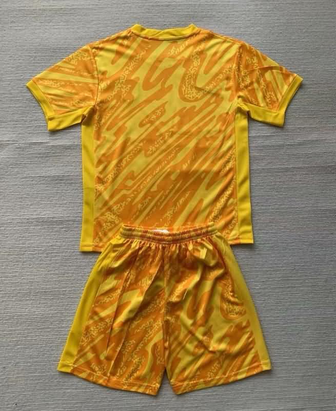 Netherlands 2024 Kids Goalkeeper Yellow Soccer Jersey And Shorts