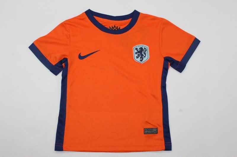 Netherlands 2024 Kids Home Soccer Jersey And Shorts