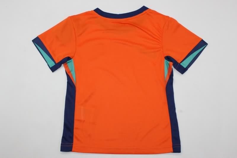 Netherlands 2024 Kids Home Soccer Jersey And Shorts