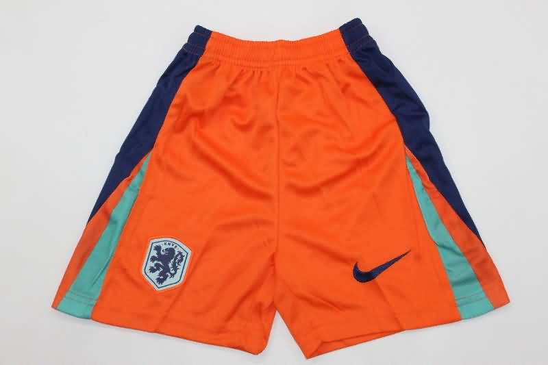 Netherlands 2024 Kids Home Soccer Jersey And Shorts