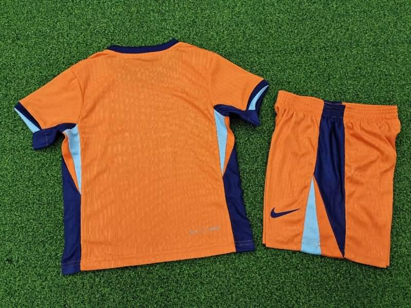 Netherlands 2024 Kids Home Soccer Jersey And Shorts (Player)