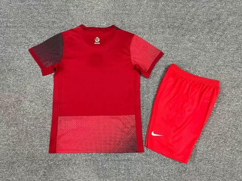 Poland 2024 Kids Away Soccer Jersey And Shorts