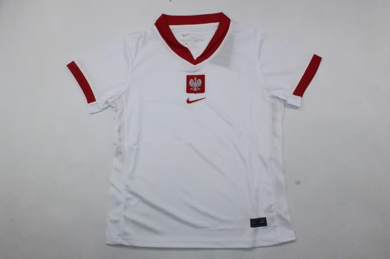 Poland 2024 Kids Home Soccer Jersey And Shorts