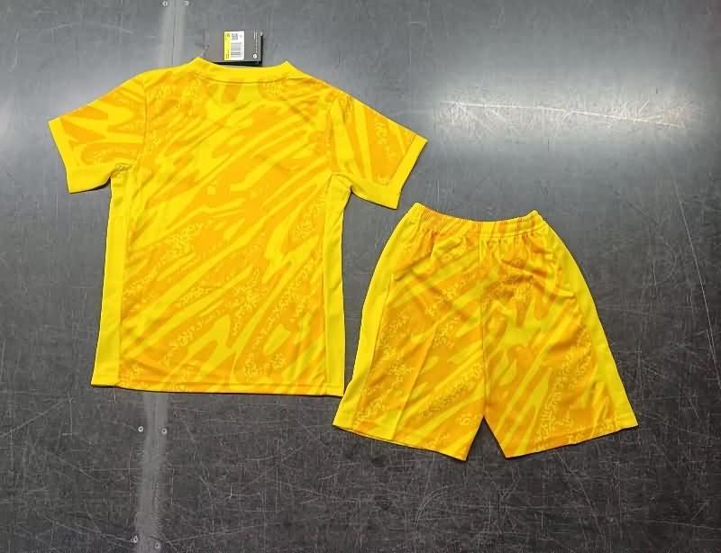 Portugal 2024 Kids Goalkeeper Yellow Soccer Jersey And Shorts