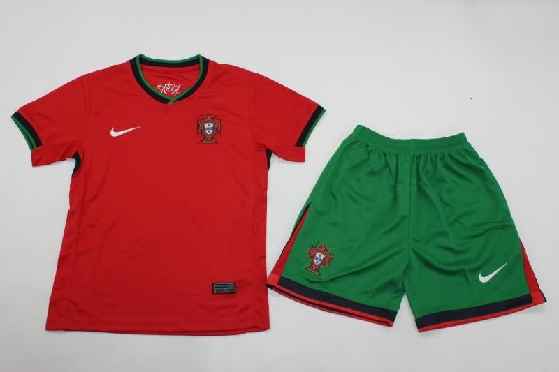 Portugal 2024 Kids Home Soccer Jersey And Shorts