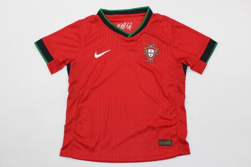 Portugal 2024 Kids Home Soccer Jersey And Shorts (Player)