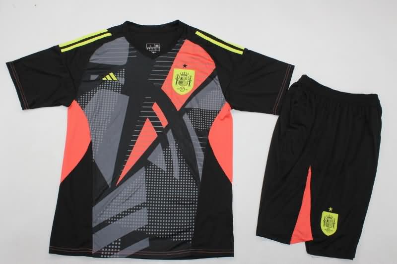 Spain 2024 Kids Goalkeeper Black Soccer Jersey And Shorts