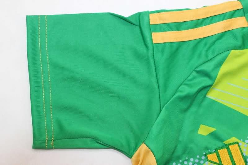 Spain 2024 Kids Goalkeeper Green Soccer Jersey And Shorts
