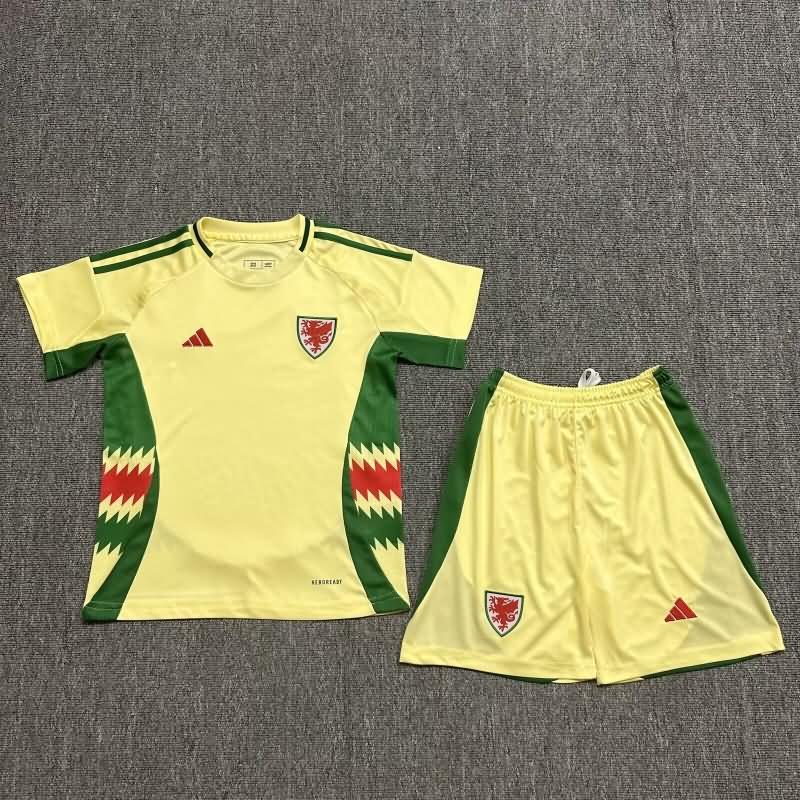 Wales 2024 Kids Away Soccer Jersey And Shorts