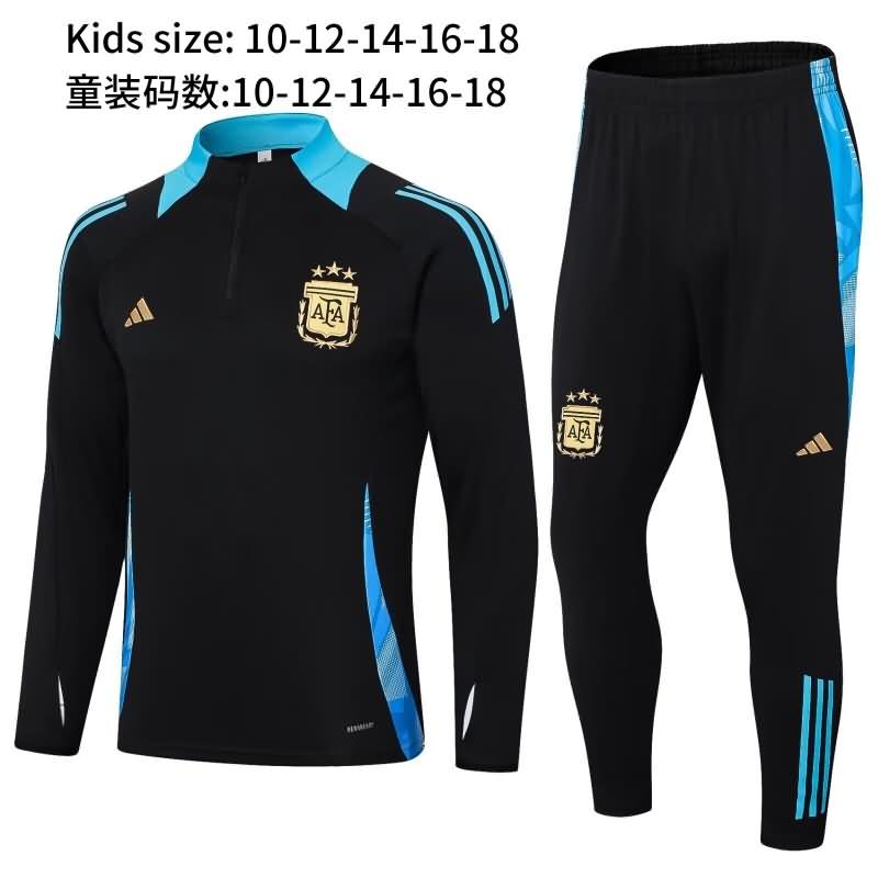 Argentina 2024 Kids Black Soccer Tracksuit