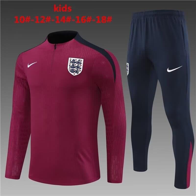 England 2024 Kids Red Soccer Tracksuit