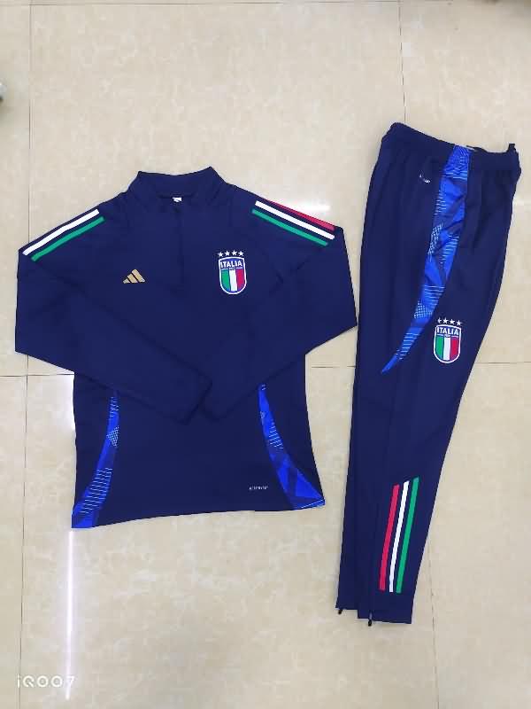 AAA(Thailand) Italy 2024 Dark Blue Soccer Tracksuit 02