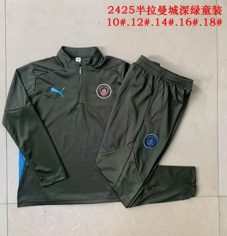 Manchester City 24/25 Kids Green Soccer Tracksuit 03