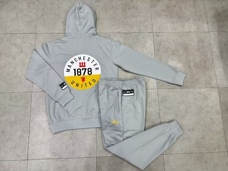 AAA(Thailand) Manchester United 24/25 Grey Soccer Tracksuit 02