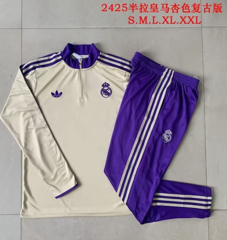 AAA(Thailand) Real Madrid 24/25 Cream Soccer Tracksuit